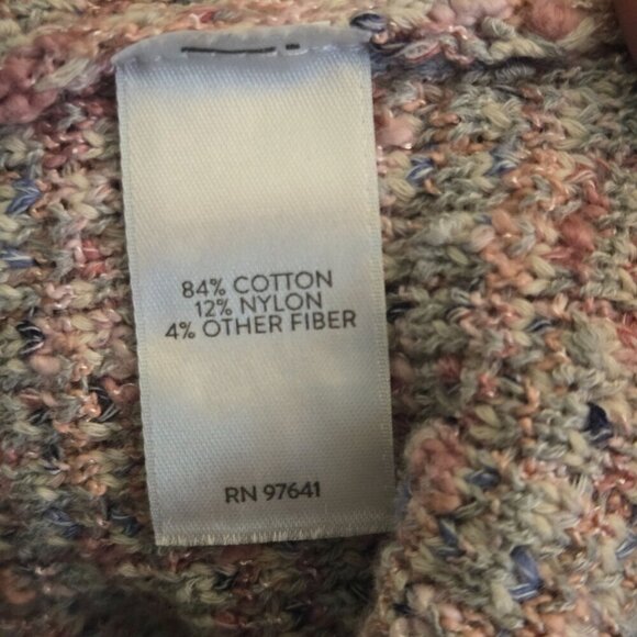 J. Jill Tweed Pink Gray Cotton Blend V Neck Cardigan Sweater Size S - Picture 7 of 7